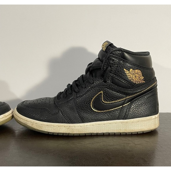NIKE MENS SZ 9.5 AIR JORDAN 1 RETRO HIGH OG CITY OF FLIGHT BLACK GOLD 555088-031 main image 9